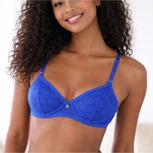 Savage X Fenty Blue Sheer Mesh Underwire Bra 32A NWT Lingerie Rihanna